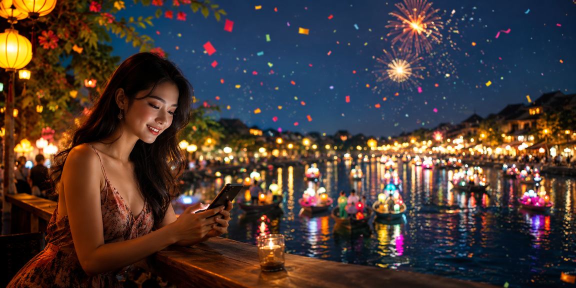 Người dùng chuẩn bị cài ứng dụng cá cược trên điện thoại tại Hội An