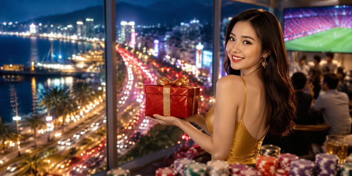 Không khí giải trí buổi tối tại Nha Trang với ánh đèn neon và cộng đồng game online